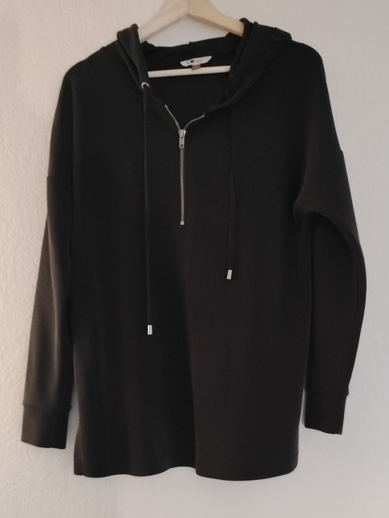 Cable & Gauge Tops - Black Quarter-Zip Scuba Modal Blend Hoodie Sweatshirt